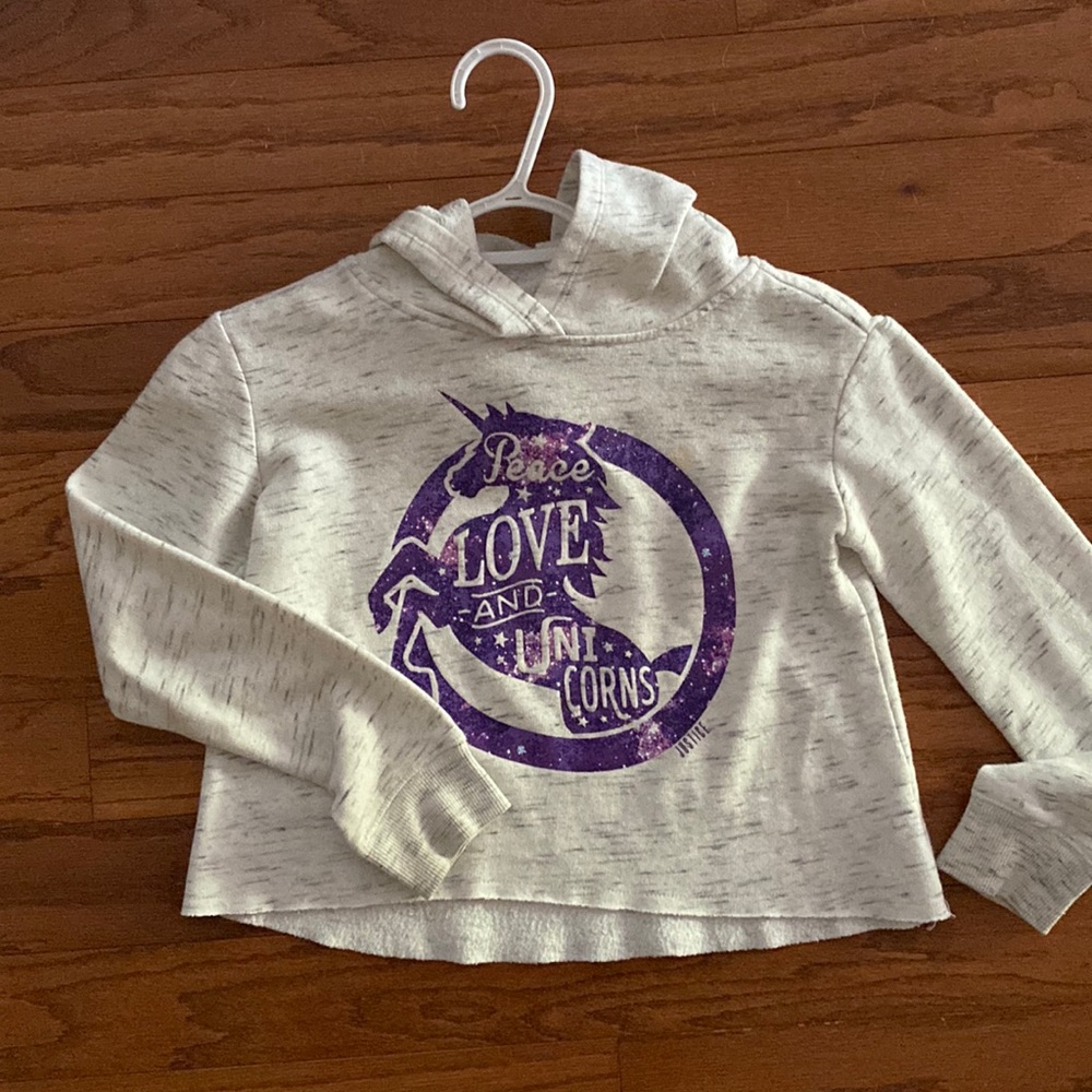 Justice cropped sweatshirt. Size 8.
